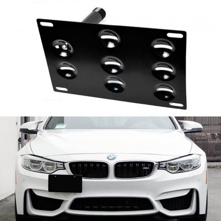 Front Bumper Tow Hook License Plate Mount Bracket Holder For BMW F